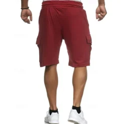 Clearance OUKU Men's Cargo Shorts Sweat Shorts Shorts Bermuda shorts Elastic Waist Multi Pocket Pleats Plain Comfort Sports Knee Length Outdoor Daily Fashion Streetwear Black White Micro-elastic