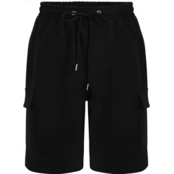 Clearance OUKU Men's Cargo Shorts Sweat Shorts Shorts Bermuda shorts Drawstring Elastic Waist Multi Pocket Plain Comfort Knee Length Outdoor Casual Daily Fashion Streetwear Black Light Grey Micro-elastic