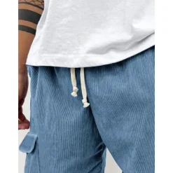 Hot OUKU Men's Cargo Shorts Sweat Shorts Shorts Bermuda shorts Corduroy Shorts Drawstring Elastic Waist Multi Pocket Plain Comfort Sports Knee Length Outdoor Daily Running Classic Style Athleisure Black Pink