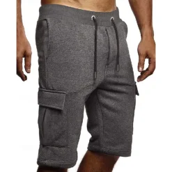 Best OUKU Men's Cargo Shorts Sweat Shorts Shorts Bermuda shorts Drawstring Elastic Waist Multi Pocket Plain Comfort Soft Knee Length Party Outdoor Daily Fashion Streetwear Black Dark Gray Micro-elastic