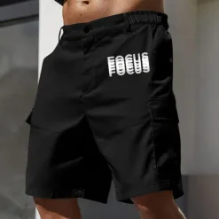Best OUKU Men's Cargo Shorts Work Shorts Elastic Waist Multi Pocket Double Vision Letters Knee Length Sports Outdoor Casual Camping & Hiking Classic Shorts Black Army Green Micro-elastic