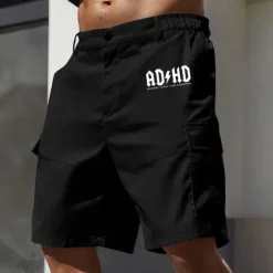 Hot OUKU Men's Cargo Shorts Work Shorts Elastic Waist Multi Pocket Letter Print Knee Length Sports Outdoor Casual Camping & Hiking Classic Shorts Black Army Green Micro-elastic