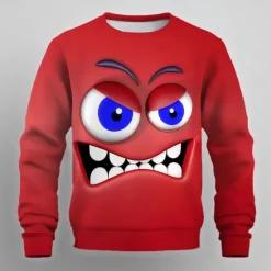 Clearance OUKU Men's Cartoon 3D Sweatshirt Sweatshirt Long Sleeve Sweatshirt Crew Neck Casual Punk & Gothic 3D Print Party Streetwear All Seasons