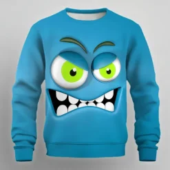 Clearance OUKU Men's Cartoon 3D Sweatshirt Sweatshirt Long Sleeve Sweatshirt Crew Neck Casual Punk & Gothic 3D Print Party Streetwear All Seasons