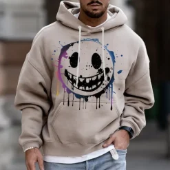Online OUKU Men's Cartoon Graphic Prints Hoodie Hoodies Sweatshirt Streetwear Designer Long Sleeve Hooded Daily Sports Pink Blue Print Spring & Fall Designer