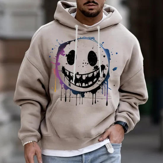 Online OUKU Men's Cartoon Graphic Prints Hoodie Hoodies Sweatshirt Streetwear Designer Long Sleeve Hooded Daily Sports Pink Blue Print Spring & Fall Designer