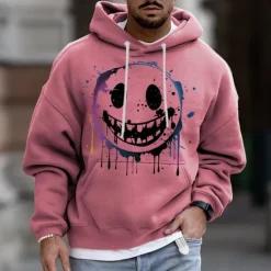 Online OUKU Men's Cartoon Graphic Prints Hoodie Hoodies Sweatshirt Streetwear Designer Long Sleeve Hooded Daily Sports Pink Blue Print Spring & Fall Designer