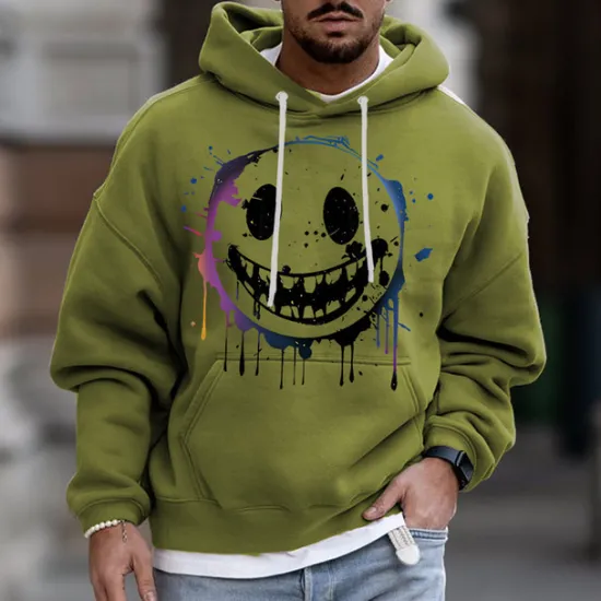 Online OUKU Men's Cartoon Graphic Prints Hoodie Hoodies Sweatshirt Streetwear Designer Long Sleeve Hooded Daily Sports Pink Blue Print Spring & Fall Designer