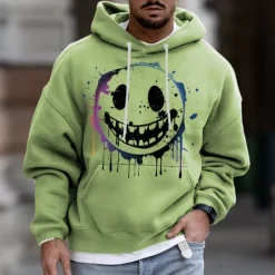 Online OUKU Men's Cartoon Graphic Prints Hoodie Hoodies Sweatshirt Streetwear Designer Long Sleeve Hooded Daily Sports Pink Blue Print Spring & Fall Designer