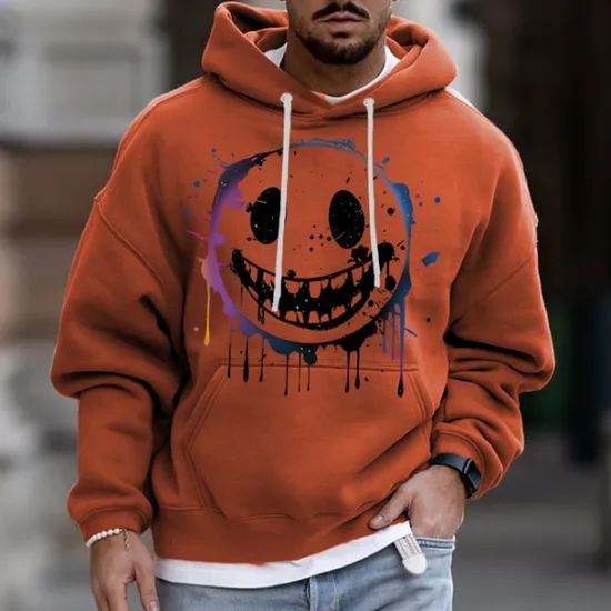 Online OUKU Men's Cartoon Graphic Prints Hoodie Hoodies Sweatshirt Streetwear Designer Long Sleeve Hooded Daily Sports Pink Blue Print Spring & Fall Designer