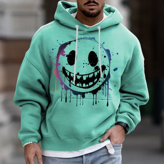 Online OUKU Men's Cartoon Graphic Prints Hoodie Hoodies Sweatshirt Streetwear Designer Long Sleeve Hooded Daily Sports Pink Blue Print Spring & Fall Designer