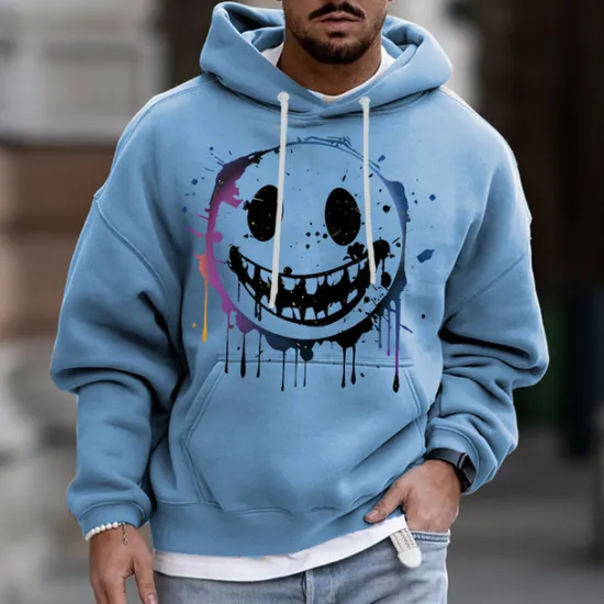 Online OUKU Men's Cartoon Graphic Prints Hoodie Hoodies Sweatshirt Streetwear Designer Long Sleeve Hooded Daily Sports Pink Blue Print Spring & Fall Designer
