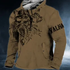 Sale OUKU Men's Cartoon Graphic Prints Sweatshirt Pullover Long Sleeve Sweatshirt Standing Collar Streetwear Designer Basic 3D Print Sports & Outdoor Casual Daily Lace up Spring & Fall