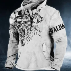 Sale OUKU Men's Cartoon Graphic Prints Sweatshirt Pullover Long Sleeve Sweatshirt Standing Collar Streetwear Designer Basic 3D Print Sports & Outdoor Casual Daily Lace up Spring & Fall
