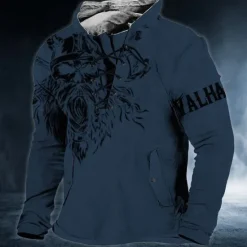 Sale OUKU Men's Cartoon Graphic Prints Sweatshirt Pullover Long Sleeve Sweatshirt Standing Collar Streetwear Designer Basic 3D Print Sports & Outdoor Casual Daily Lace up Spring & Fall