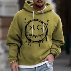 Best OUKU Men's Cartoon Graphic Prints Hoodie Hoodies Sweatshirt Streetwear Designer Long Sleeve Hooded Daily Sports Pink Blue Print Spring & Fall Designer