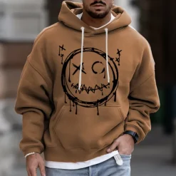 Best OUKU Men's Cartoon Graphic Prints Hoodie Hoodies Sweatshirt Streetwear Designer Long Sleeve Hooded Daily Sports Pink Blue Print Spring & Fall Designer