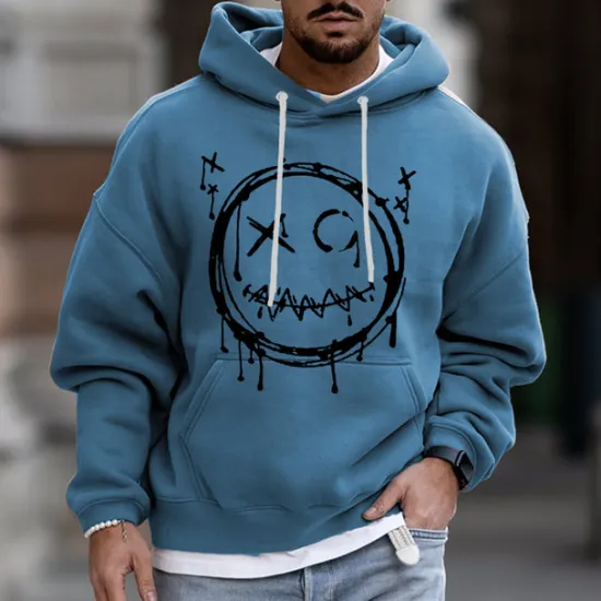 Best OUKU Men's Cartoon Graphic Prints Hoodie Hoodies Sweatshirt Streetwear Designer Long Sleeve Hooded Daily Sports Pink Blue Print Spring & Fall Designer