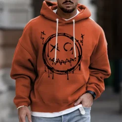 Best OUKU Men's Cartoon Graphic Prints Hoodie Hoodies Sweatshirt Streetwear Designer Long Sleeve Hooded Daily Sports Pink Blue Print Spring & Fall Designer