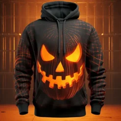 Discount OUKU Men's Cartoon Graphic Prints Hoodie Hoodies Sweatshirt Daily Classic Long Sleeve Hooded Halloween Holiday Going out Black Grey Custom Print Print Spring & Fall Designer