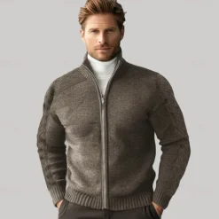 New OUKU Men's Cashmere Zip Sweater Knit Solid Color Turtleneck Christmas Knitwear School Christmas Clothing Apparel Fall Winter Black Brown S M L