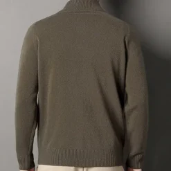New OUKU Men's Cashmere Zip Sweater Knit Solid Color Turtleneck Christmas Knitwear School Christmas Clothing Apparel Fall Winter Black Brown S M L