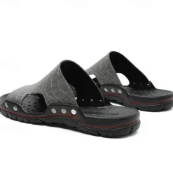 Hot OUKU Men's Casual Brown Slide Sandals with Crocodile Pattern and Durable Rubber Sole – Comfortable Outdoor Footwear for Summer, Beach and Daily Wear