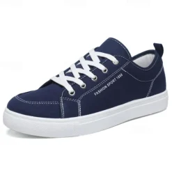 Online OUKU Men's Casual Canvas Sneakers – Lightweight Lace-Up Shoes with Durable Sole for Everyday Wear and Outdoor Activities