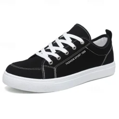 Online OUKU Men's Casual Canvas Sneakers – Lightweight Lace-Up Shoes with Durable Sole for Everyday Wear and Outdoor Activities