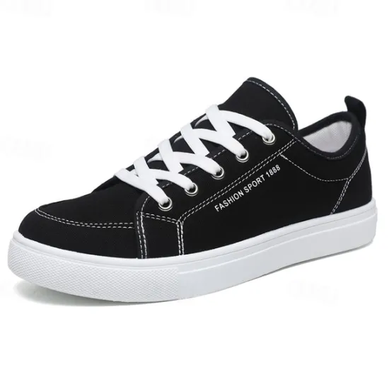 Online OUKU Men's Casual Canvas Sneakers – Lightweight Lace-Up Shoes with Durable Sole for Everyday Wear and Outdoor Activities