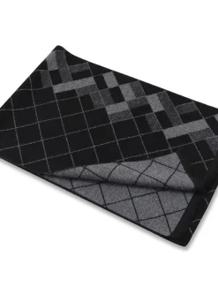 Clearance OUKU Men's Casual Daily Weekend Black Apricot Scarf Plaid