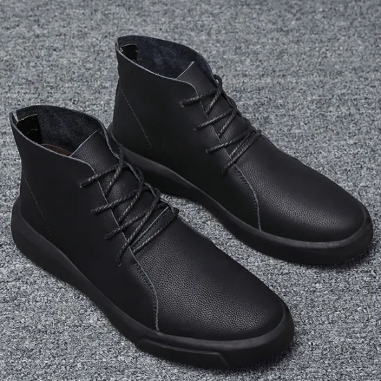 Online OUKU Men's Casual Faux Leather Ankle Boots with Lace-Up Design, Comfortable Non-Slip Sole, Perfect for Everyday Wear and Outdoor Activities