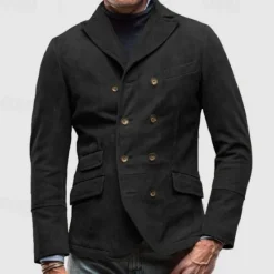 Clearance OUKU Men's Casual Jacket Blazer Daily Vacation Warm Pocket Fall & Winter Plain Vintage Fashion Lapel Regular Black Brown Khaki Army Green Grey Jacket