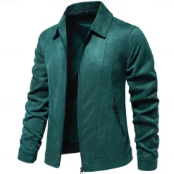 Hot OUKU Men's Casual Jacket Brown Suede Jacket Casual Daily Sexy Fall & Winter Solid / Plain Color Casual Lapel Regular Black Yellow Green Gray Jacket