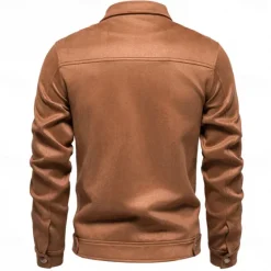 Hot OUKU Men's Casual Jacket Brown Suede Jacket Casual Daily Sexy Fall & Winter Solid / Plain Color Casual Lapel Regular Black Yellow Green Gray Jacket