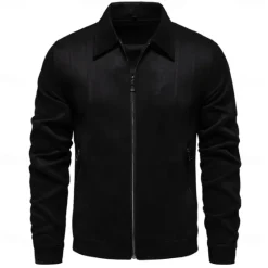 Hot OUKU Men's Casual Jacket Brown Suede Jacket Casual Daily Sexy Fall & Winter Solid / Plain Color Casual Lapel Regular Black Yellow Green Gray Jacket