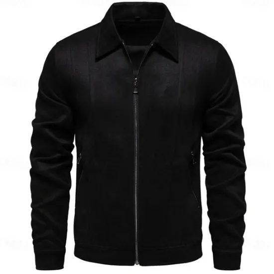Hot OUKU Men's Casual Jacket Brown Suede Jacket Casual Daily Sexy Fall & Winter Solid / Plain Color Casual Lapel Regular Black Yellow Green Gray Jacket