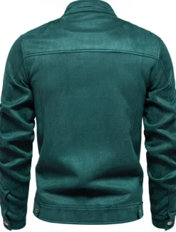 OUKU Men's Casual Jacket Suede Jacket Casual Daily Windbreaker Sexy Fall & Winter Solid / Plain Color Casual Collarless Regular Black Yellow Green Gray Jacket