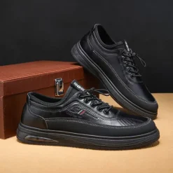 Best OUKU Men's Casual Lace-Up Shoes in Brown with Black Accents, Durable Design for Everyday Wear and Outdoor Activities