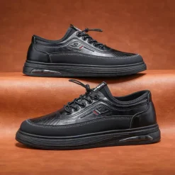 Best OUKU Men's Casual Lace-Up Shoes in Brown with Black Accents, Durable Design for Everyday Wear and Outdoor Activities