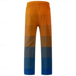 Online OUKU Men's Casual Pants Drawstring Straight Leg Geometric Vacation Casual Red Blue Inelastic