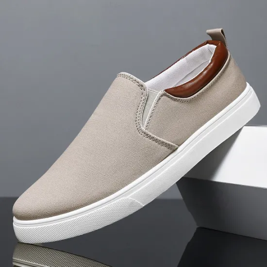 Outlet OUKU Men's Casual Slip-On Canvas Shoes – Lightweight Breathable Loafers for Daily Wear, Travel, and Outdoor Activities Gray