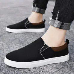 Outlet OUKU Men's Casual Slip-On Canvas Shoes – Lightweight Breathable Loafers for Daily Wear, Travel, and Outdoor Activities Gray