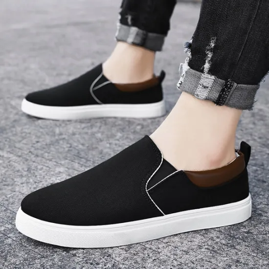 Outlet OUKU Men's Casual Slip-On Canvas Shoes – Lightweight Breathable Loafers for Daily Wear, Travel, and Outdoor Activities Gray
