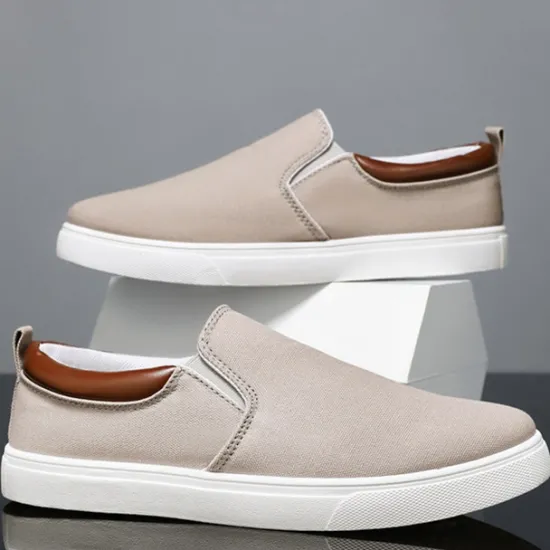 Outlet OUKU Men's Casual Slip-On Canvas Shoes – Lightweight Breathable Loafers for Daily Wear, Travel, and Outdoor Activities Gray