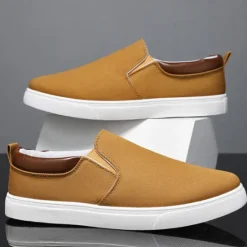 Outlet OUKU Men's Casual Slip-On Canvas Shoes – Lightweight Breathable Loafers for Daily Wear, Travel, and Outdoor Activities Gray