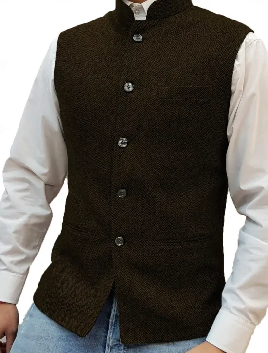 Best OUKU Men's Casual Vest Solid Color Tailored Fit Single Breasted Five-buttons Silver Black Dark Navy 2023