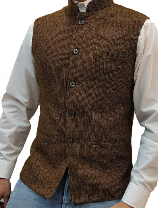 Best OUKU Men's Casual Vest Solid Color Tailored Fit Single Breasted Five-buttons Silver Black Dark Navy 2023
