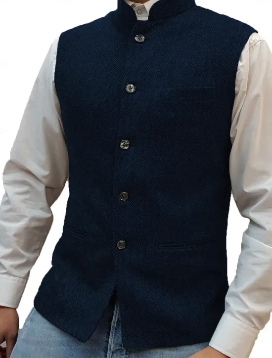 Best OUKU Men's Casual Vest Solid Color Tailored Fit Single Breasted Five-buttons Silver Black Dark Navy 2023