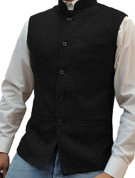 Best OUKU Men's Casual Vest Solid Color Tailored Fit Single Breasted Five-buttons Silver Black Dark Navy 2023